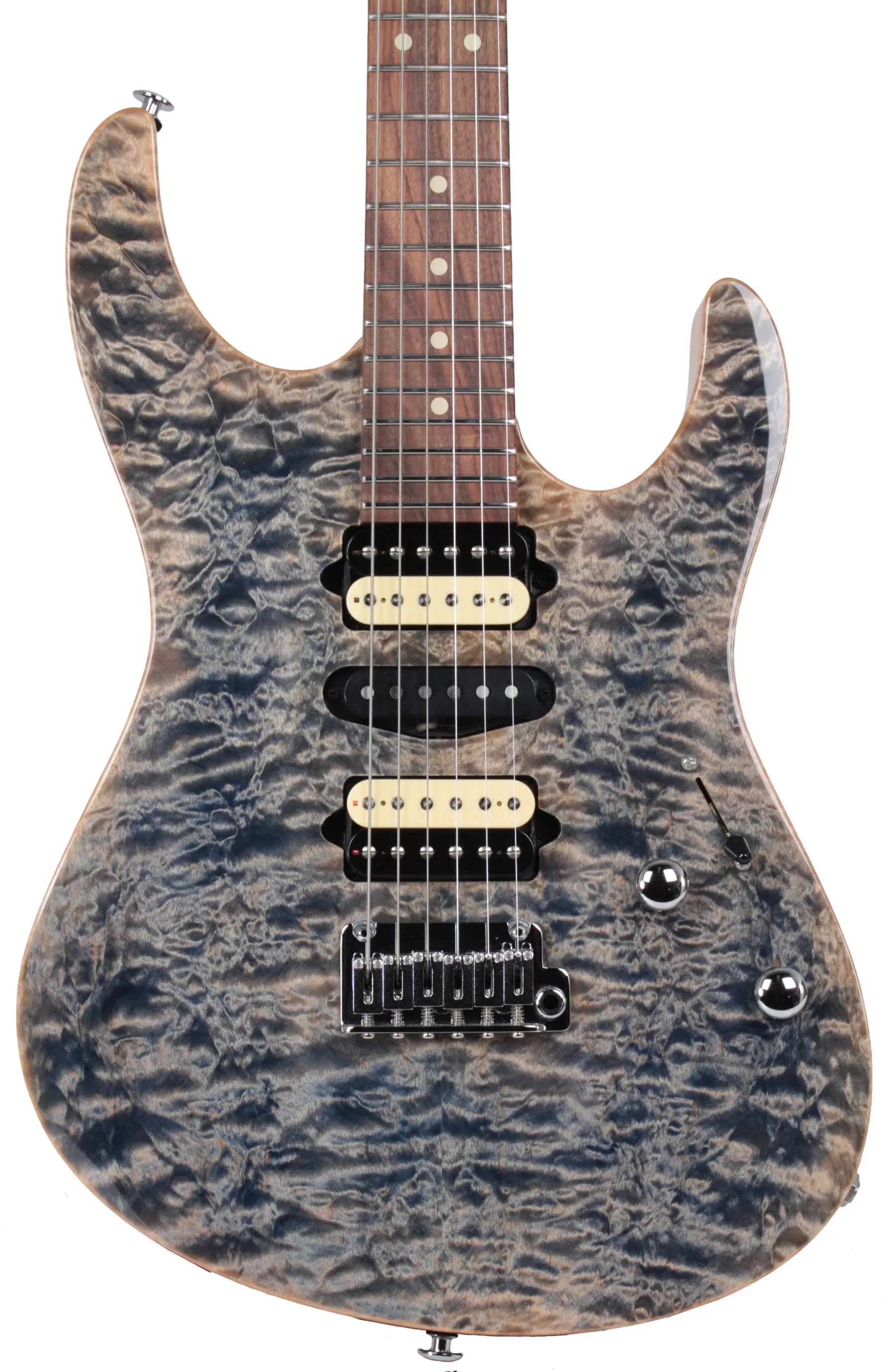 Suhr Modern Select Guitar, Quilted Maple, Trans Blue Denim Slate