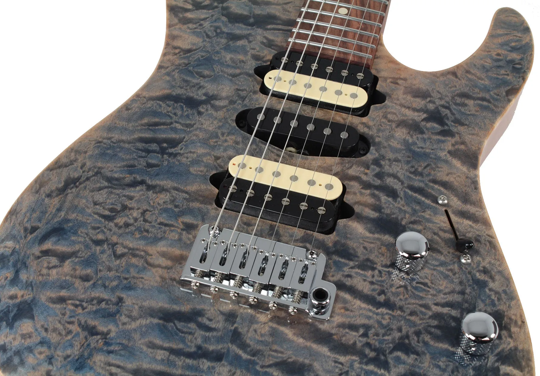 Suhr Modern Select Guitar, Quilted Maple, Trans Blue Denim Slate