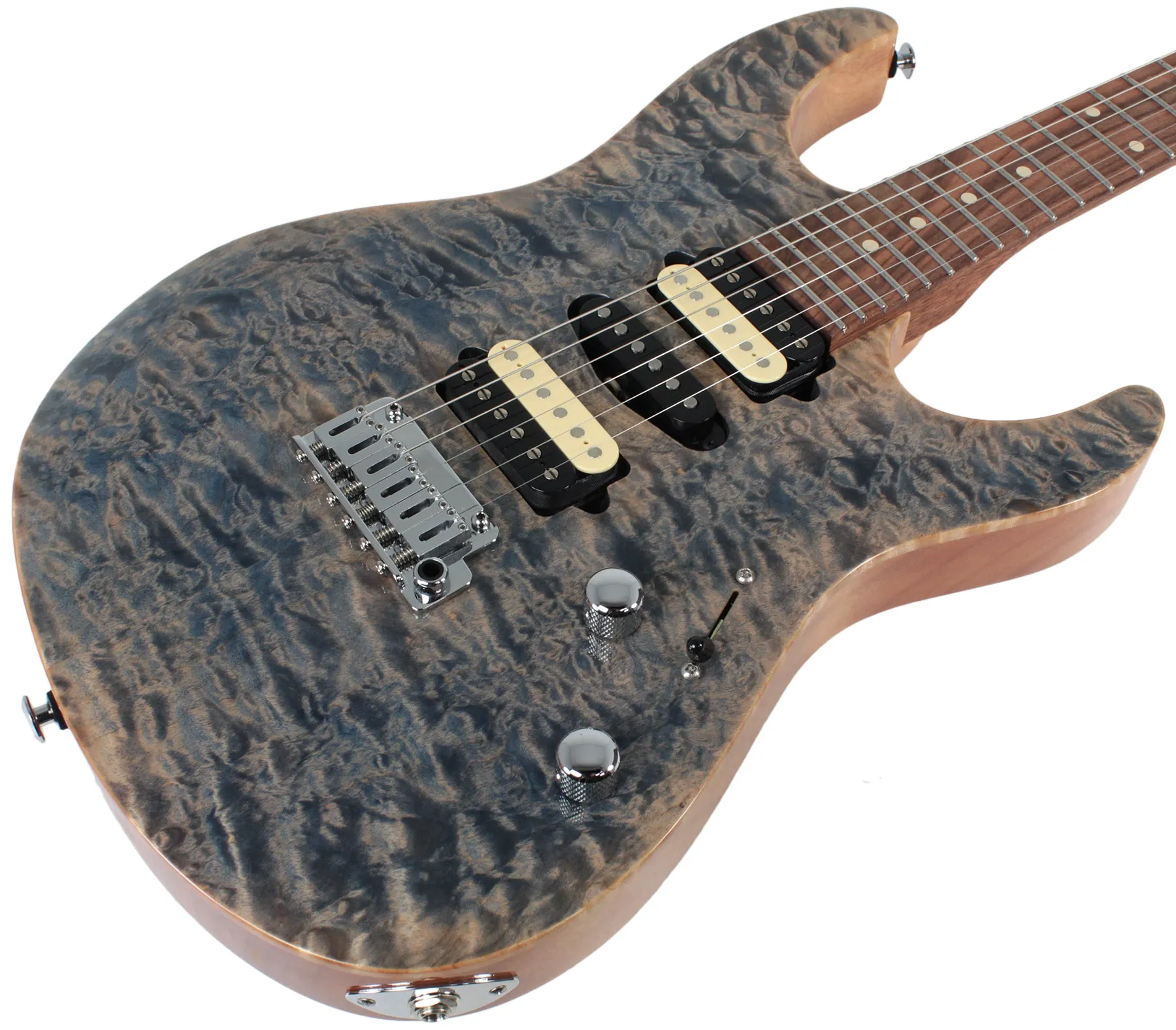 Suhr Modern Select Guitar, Quilted Maple, Trans Blue Denim Slate