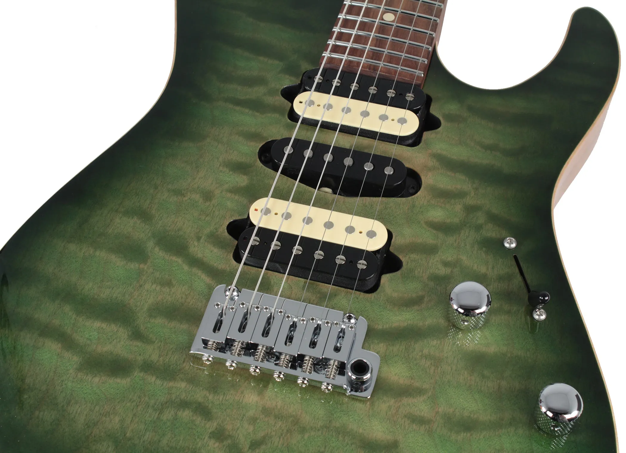 Suhr Modern Select Guitar, Quilted Maple, Trans Green Burst