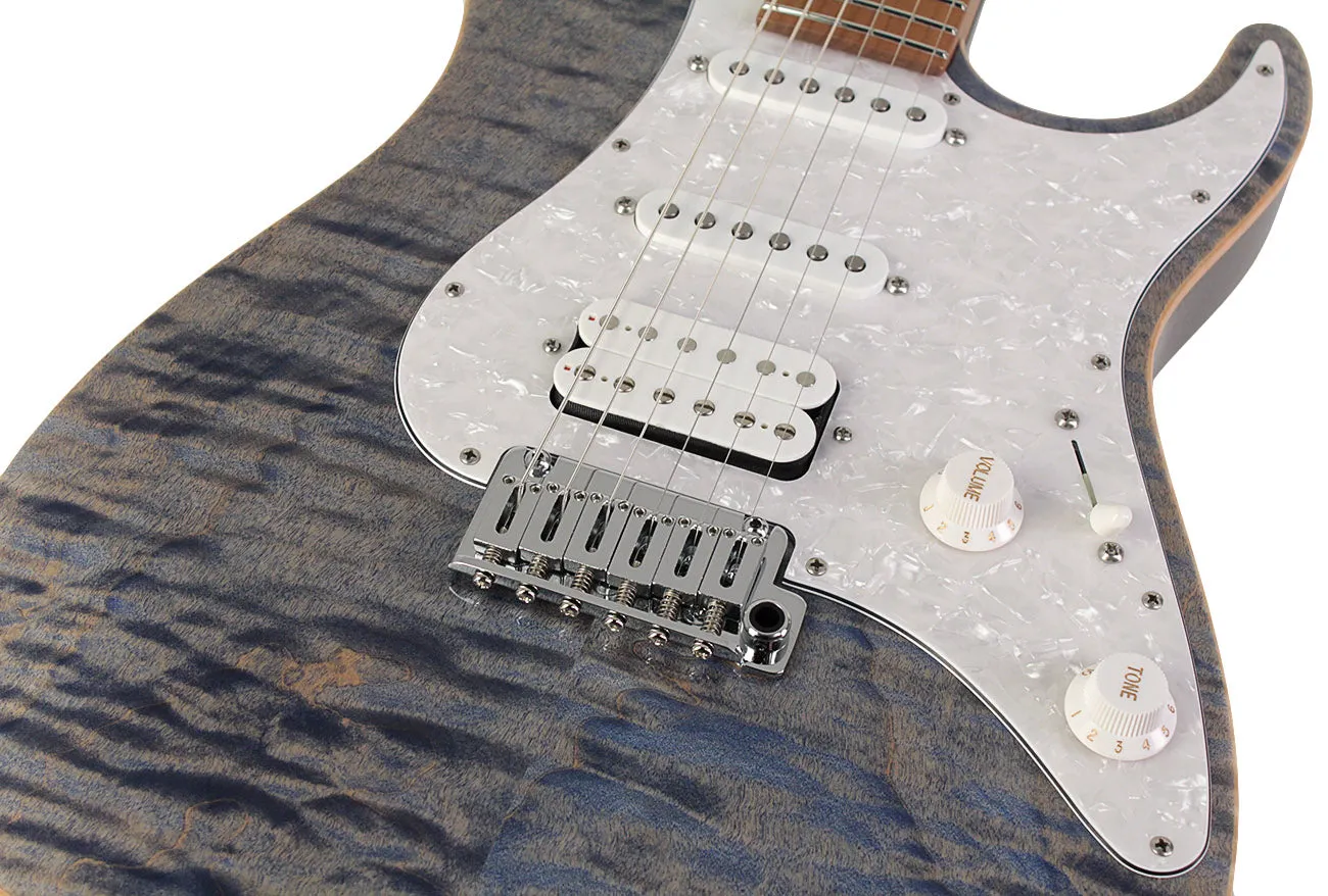 Suhr Standard Plus Guitar, Trans Blue Denim Slate, Roasted Maple