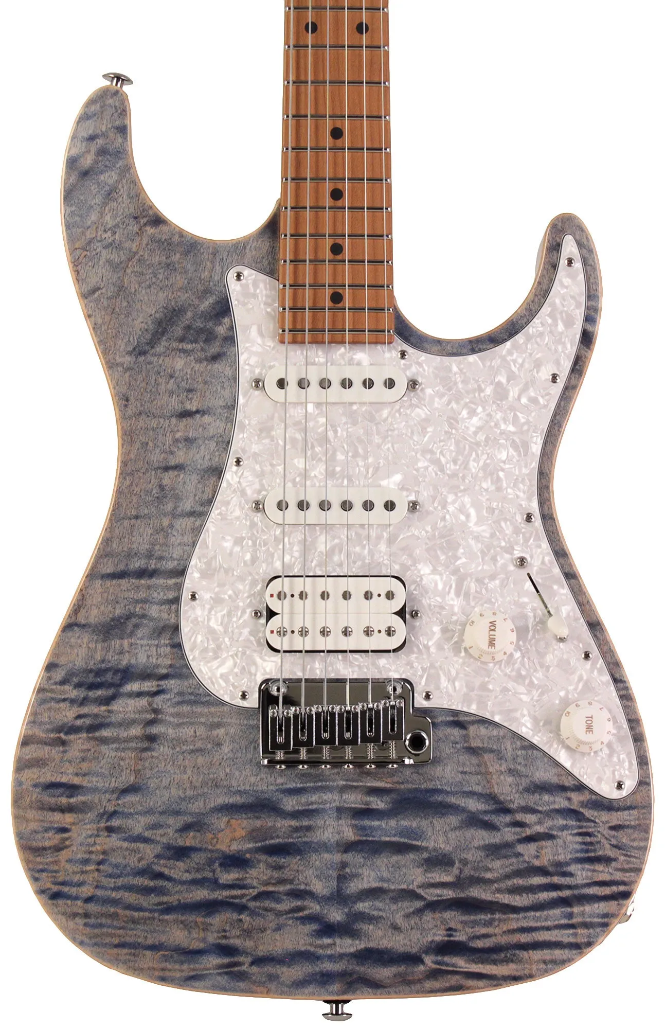 Suhr Standard Plus Guitar, Trans Blue Denim Slate, Roasted Maple