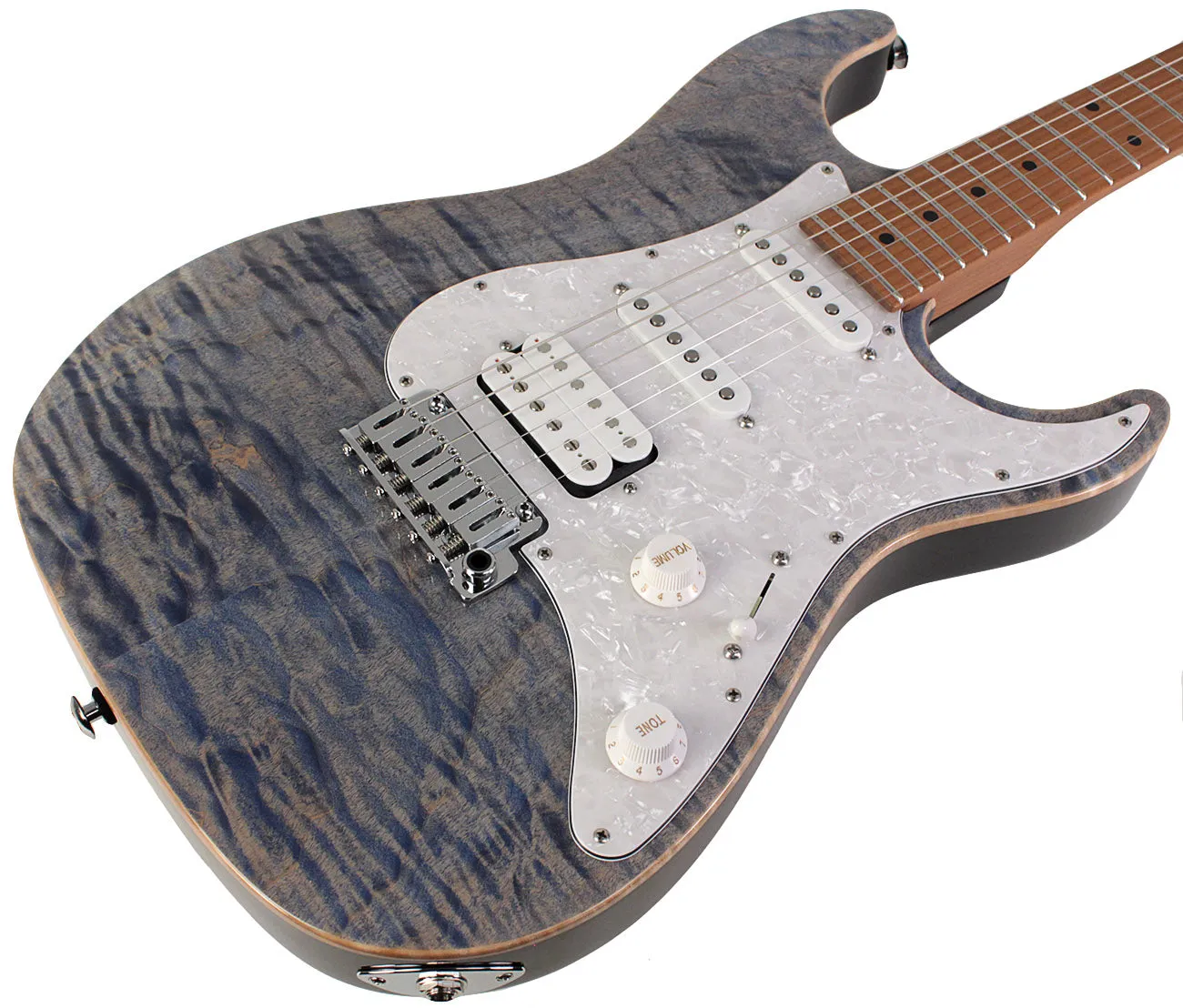 Suhr Standard Plus Guitar, Trans Blue Denim Slate, Roasted Maple