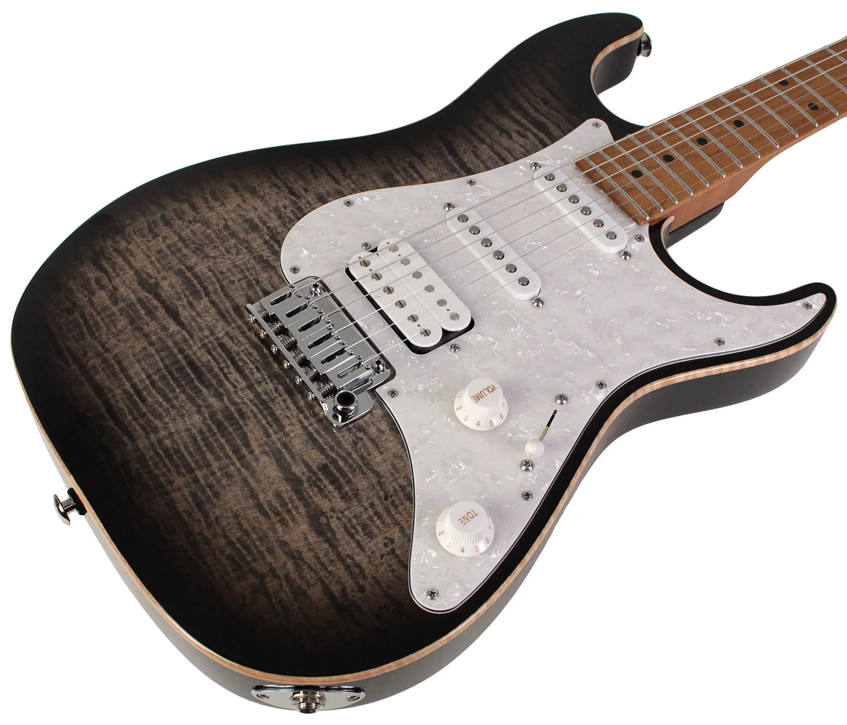 Suhr Standard Plus Guitar, Trans Charcoal Burst, Roasted Maple