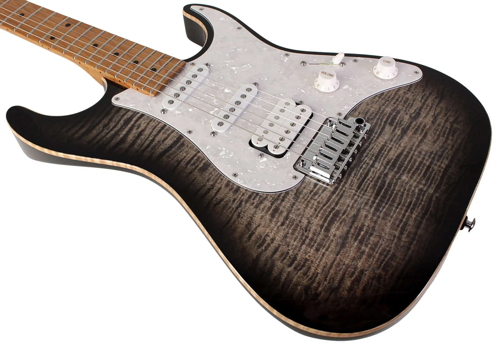 Suhr Standard Plus Guitar, Trans Charcoal Burst, Roasted Maple