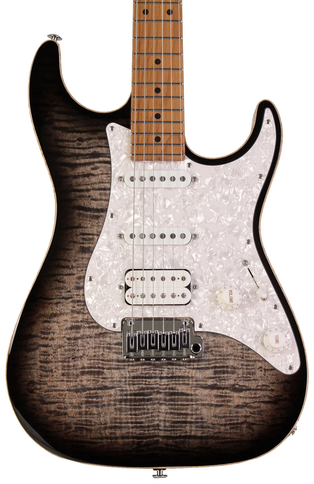 Suhr Standard Plus Guitar, Trans Charcoal Burst, Roasted Maple