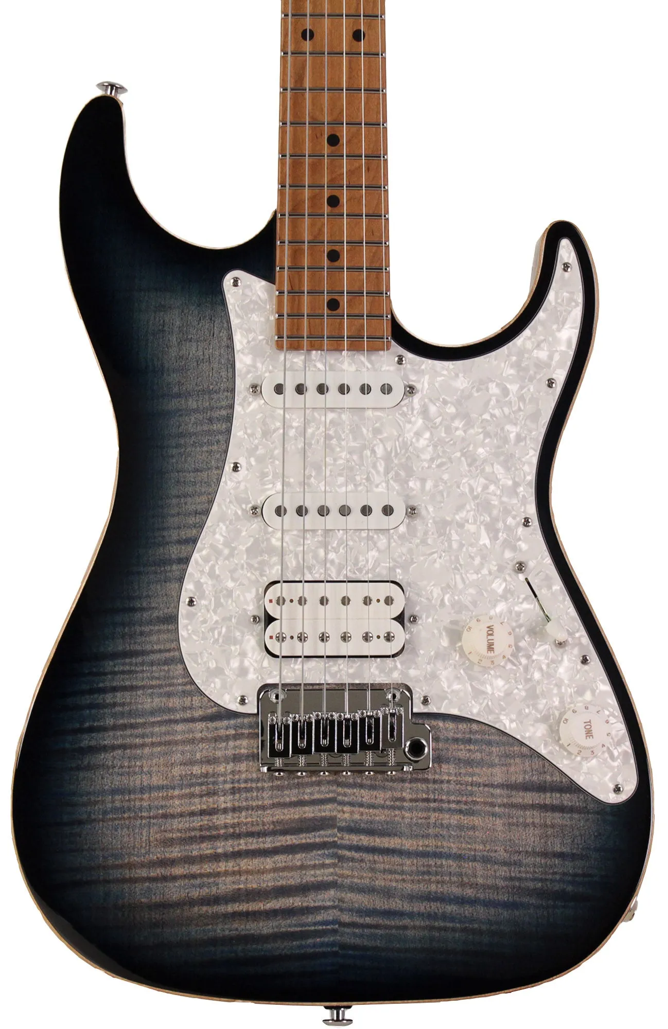 Suhr Standard Plus Guitar, Trans Whale Blue Burst, Roasted Maple