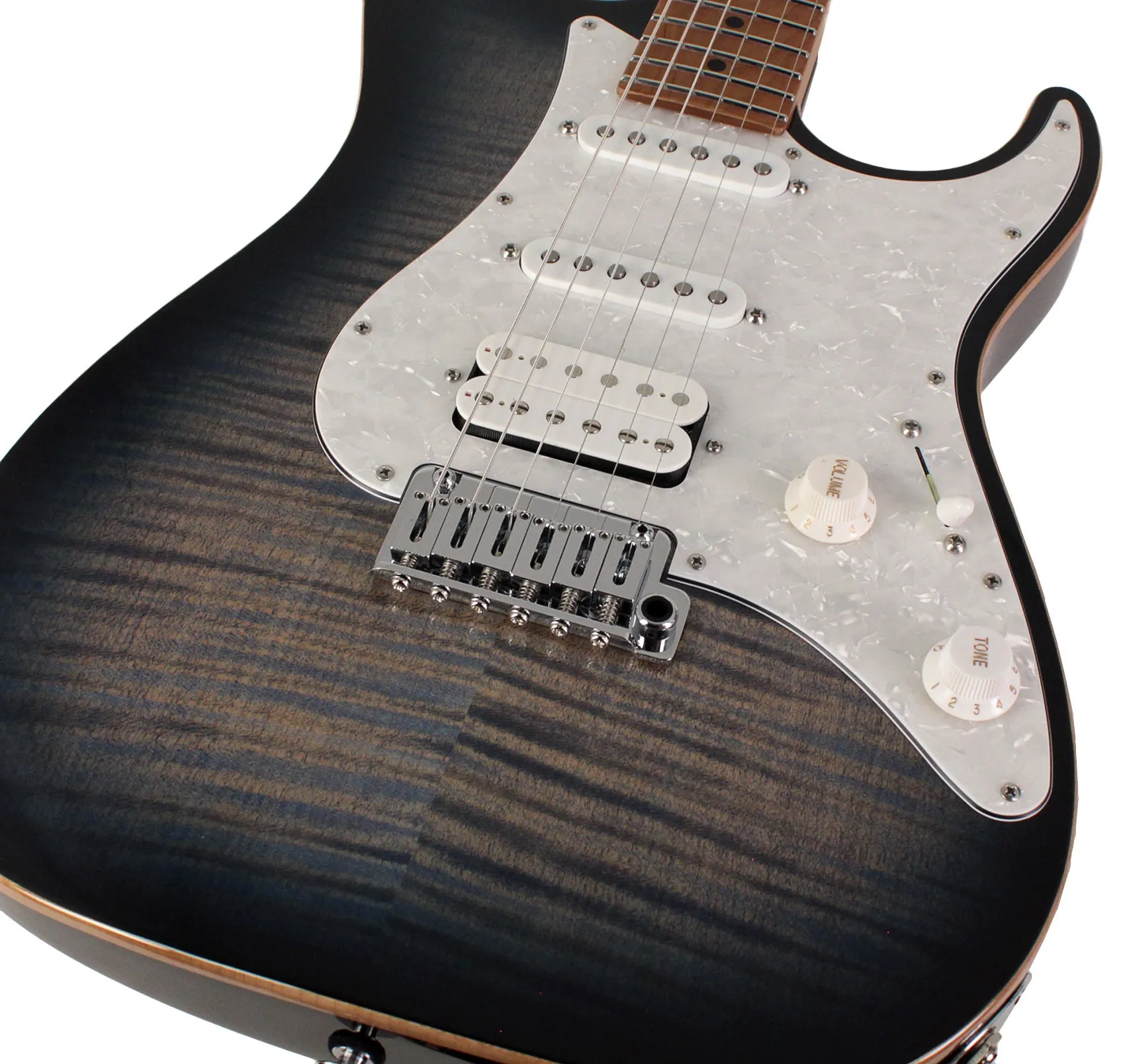 Suhr Standard Plus Guitar, Trans Whale Blue Burst, Roasted Maple