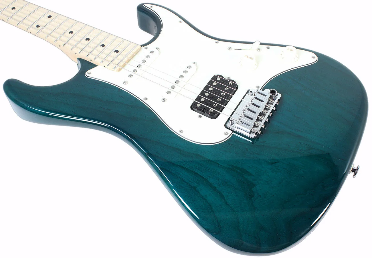 Suhr Throwback Standard Pro Guitar, Trans Teal, Maple