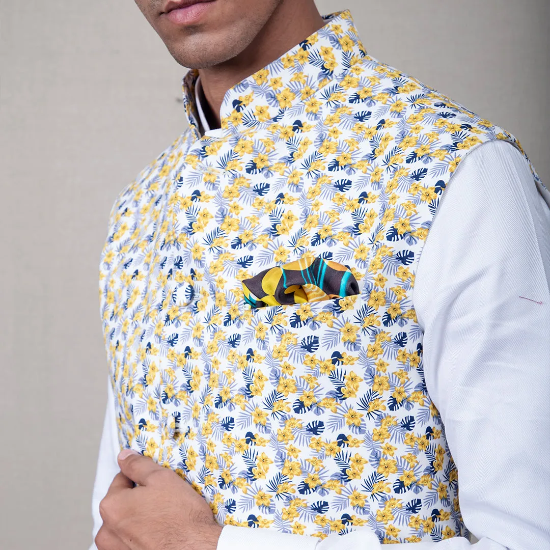 Suryaa Floral Print Nehru Jacket