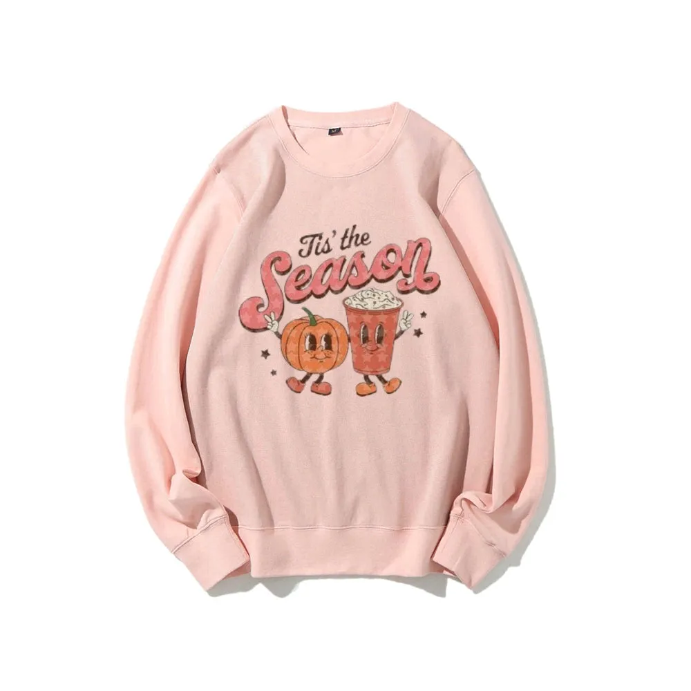 Tis The Season Women Pumpkin Graphic Sweatshirts