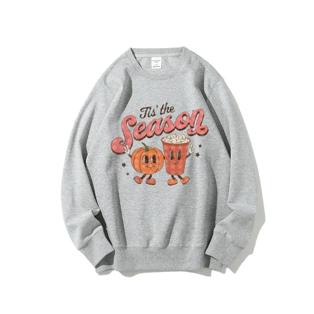 Tis The Season Women Pumpkin Graphic Sweatshirts