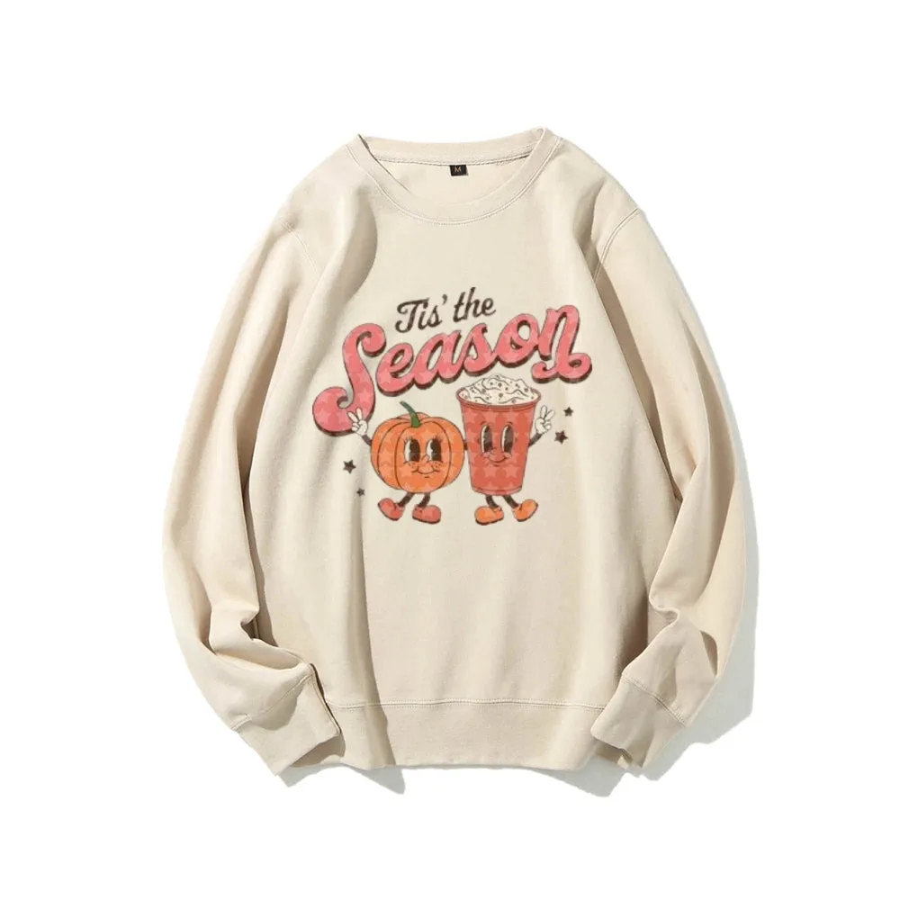 Tis The Season Women Pumpkin Graphic Sweatshirts