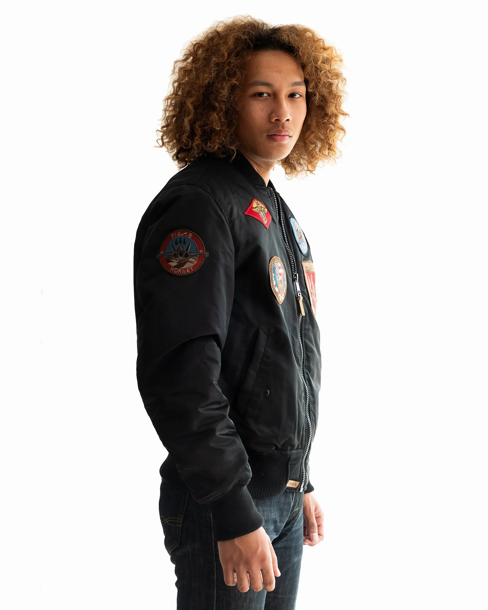 TOP GUN® MA-1 NYLON BOMBER JACKET WITH PATCHES