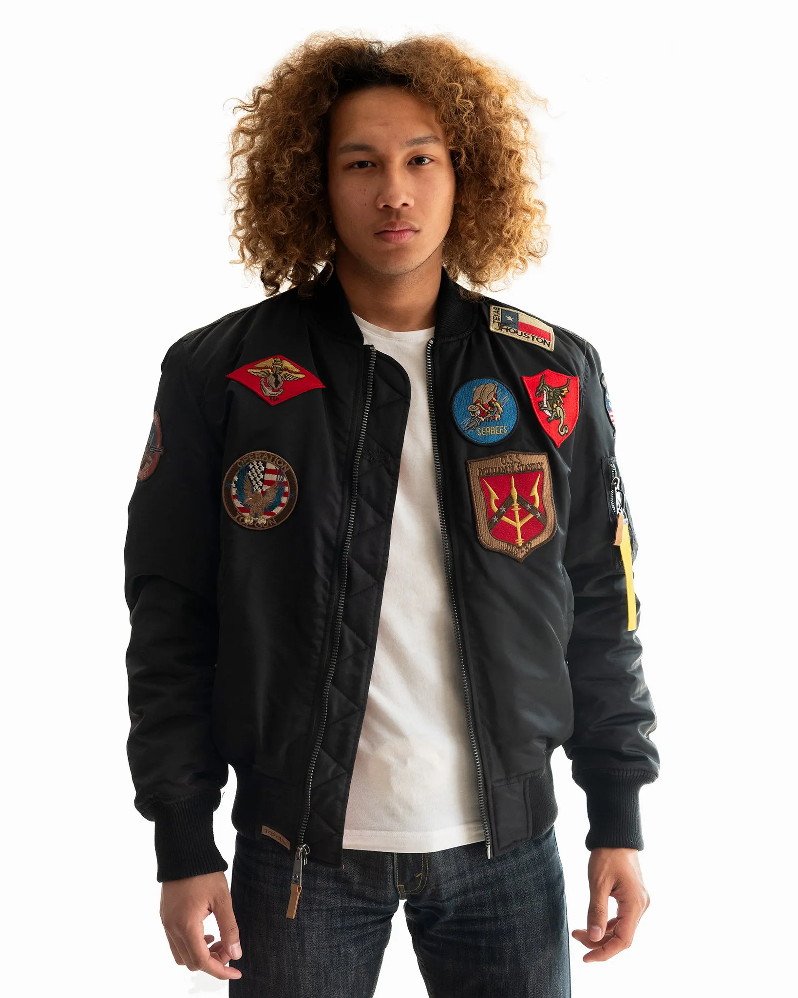 TOP GUN® MA-1 NYLON BOMBER JACKET WITH PATCHES