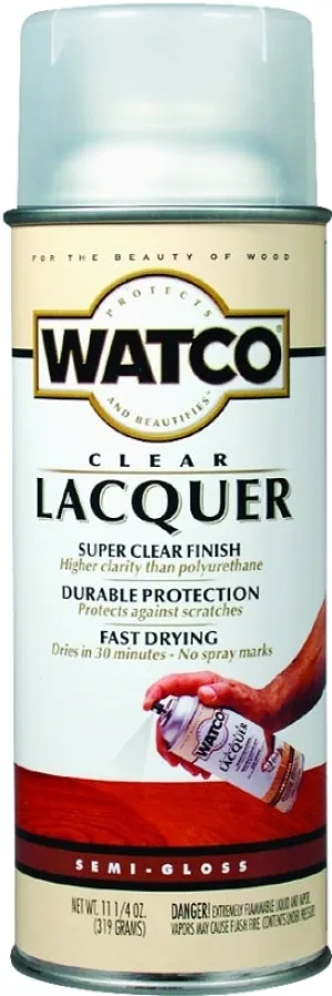 Watco 63181 Lacquer Spray Paint, Semi-Gloss, Liquid, Clear, 11.25 oz, Aerosol Can :CAN: QUANTITY: 1