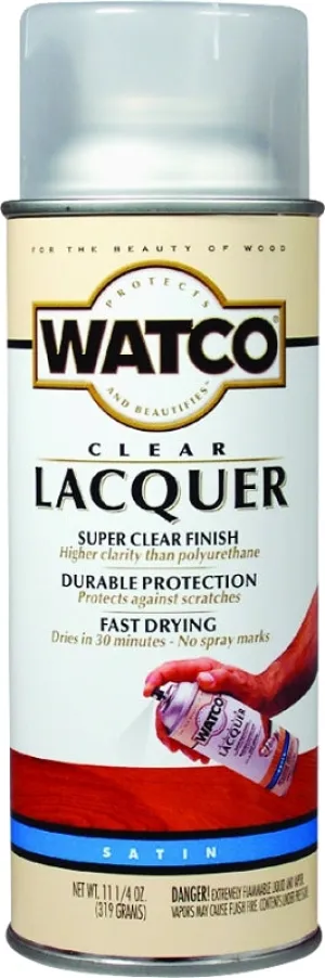 Watco 63281 Lacquer Spray Paint, Liquid, Clear, 11.25 oz, Aerosol Can :CAN: QUANTITY: 1