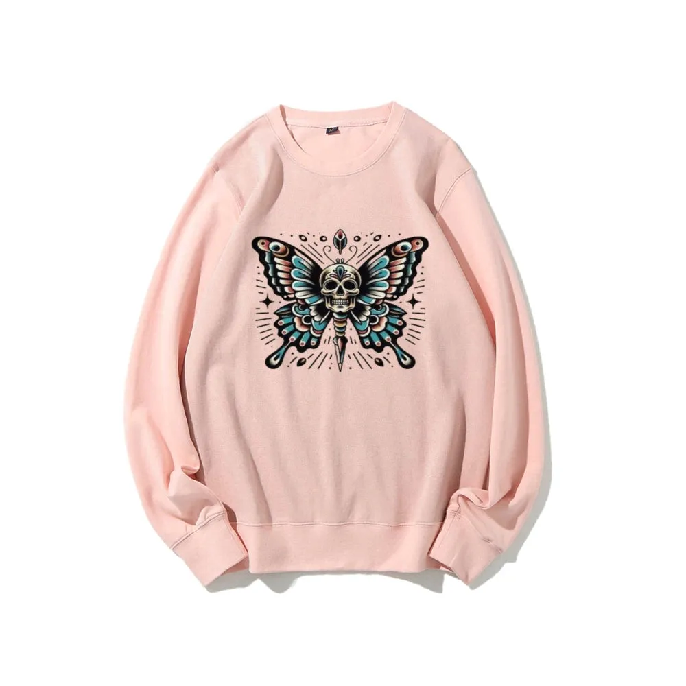 Women Butterfly Skull Graphic Sweatshirts