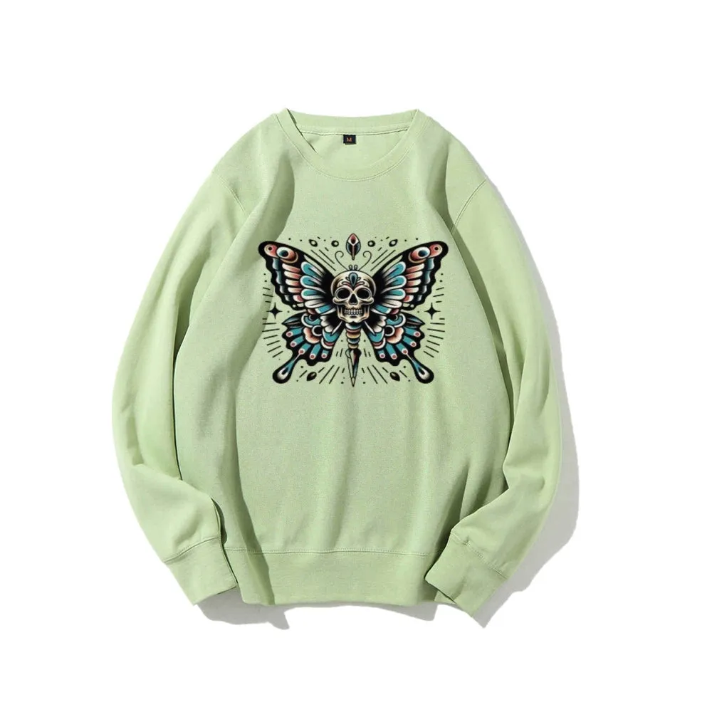 Women Butterfly Skull Graphic Sweatshirts