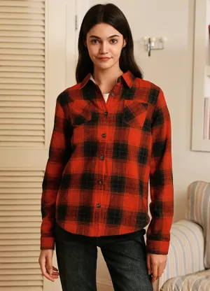 Women's Matching Family Fleece Lined Red Plaid Shacket