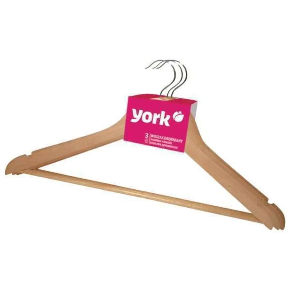 York Wooden Hanger 3pc Set