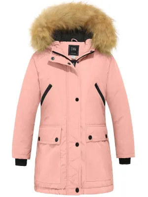 ZSHOW Girls' Winter Parka Coat Warm Padded Hooded Long Puffer Jacket